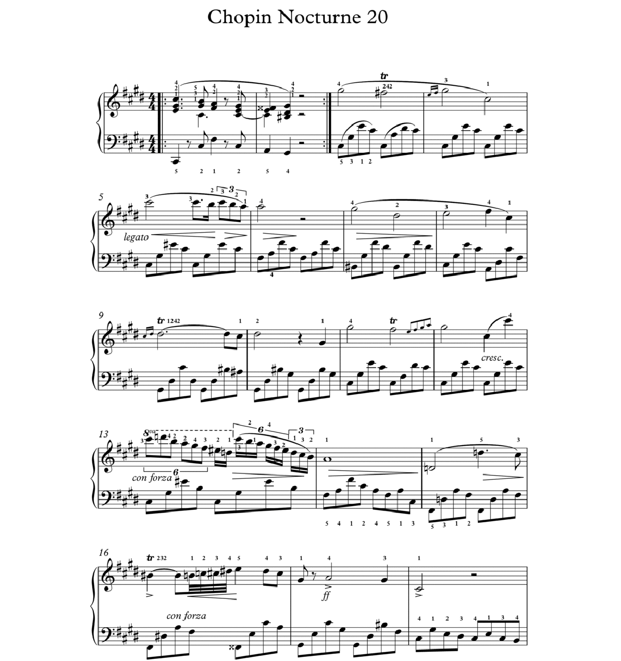 Nocturne N Chopin Partition De Piano A Telecharger