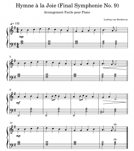 Hymne à la Joie - Partition de Piano facile