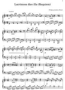Requiem Mozart Lacrimosa Partition de Piano