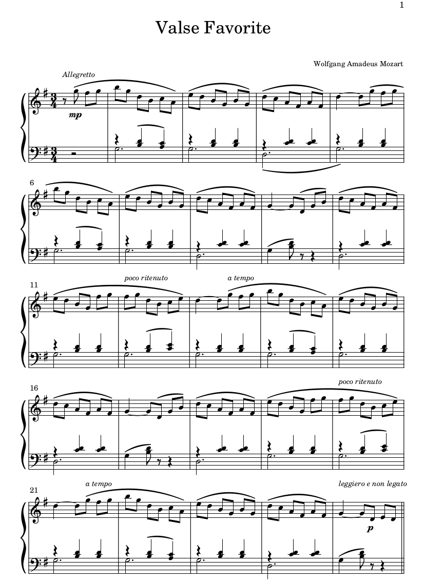 Valse Favorite Mozart Partition