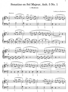 Sonatine en Sol Majeur Beethoven Moderato Partition