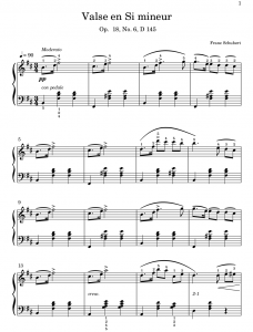 Valse en Si mineur Schubert Partition Piano
