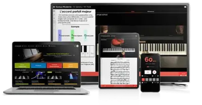 Cours de piano en ligne tout écran