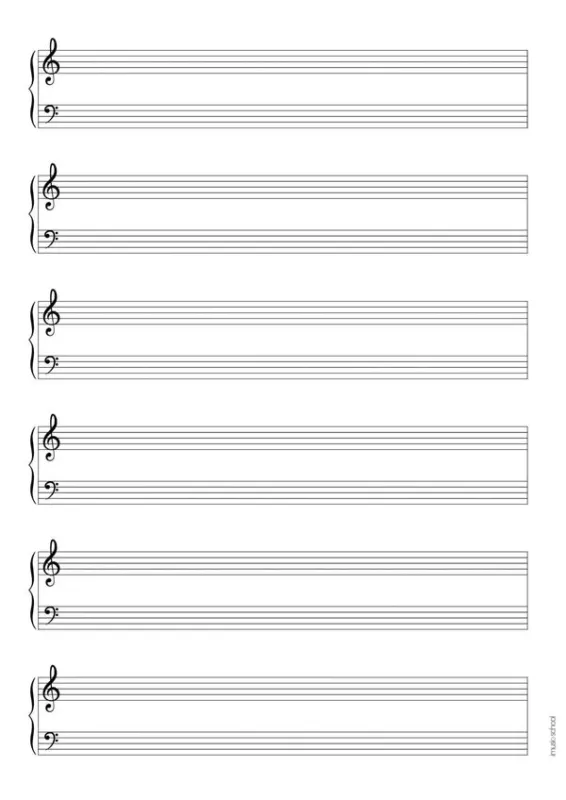 Partitura de piano en blanco