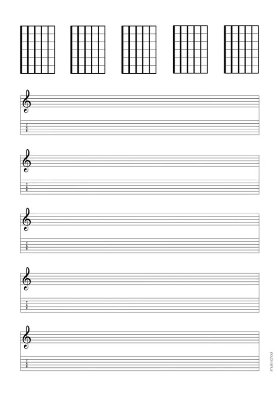 Partitura + tablatura + diagramas