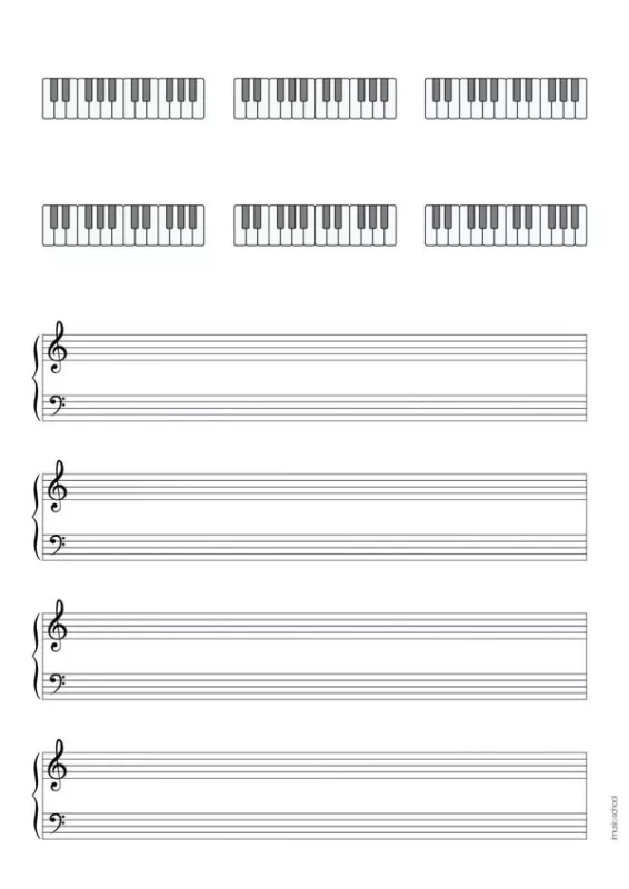 Partitura y diagramas de acordes para piano
