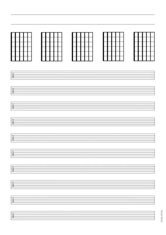 Tablatura con diagramas de acordes