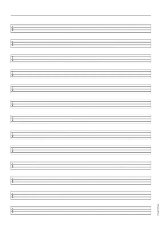 Tablatura de guitarra en blanco